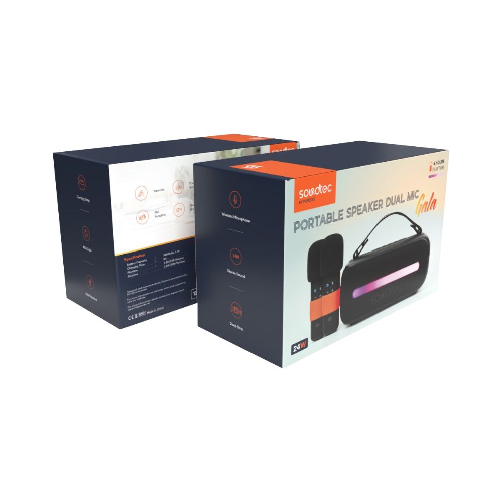Porodo Soundtec 14W Speaker with Dual Wireless Microphone