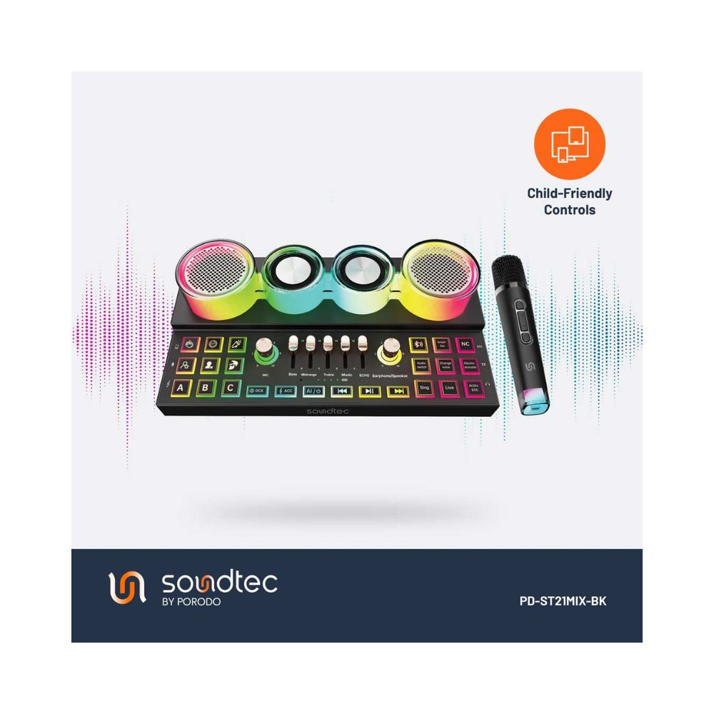 Porodo Soundtec Audiolink Multi-Platform Audio Mixer and Speaker
