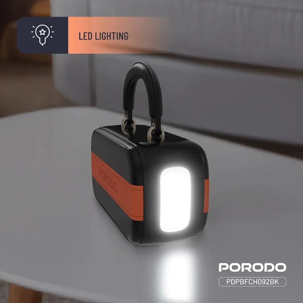 Porodo Sway 60000mAh Power Bank with Built-In LED Lighting – Black