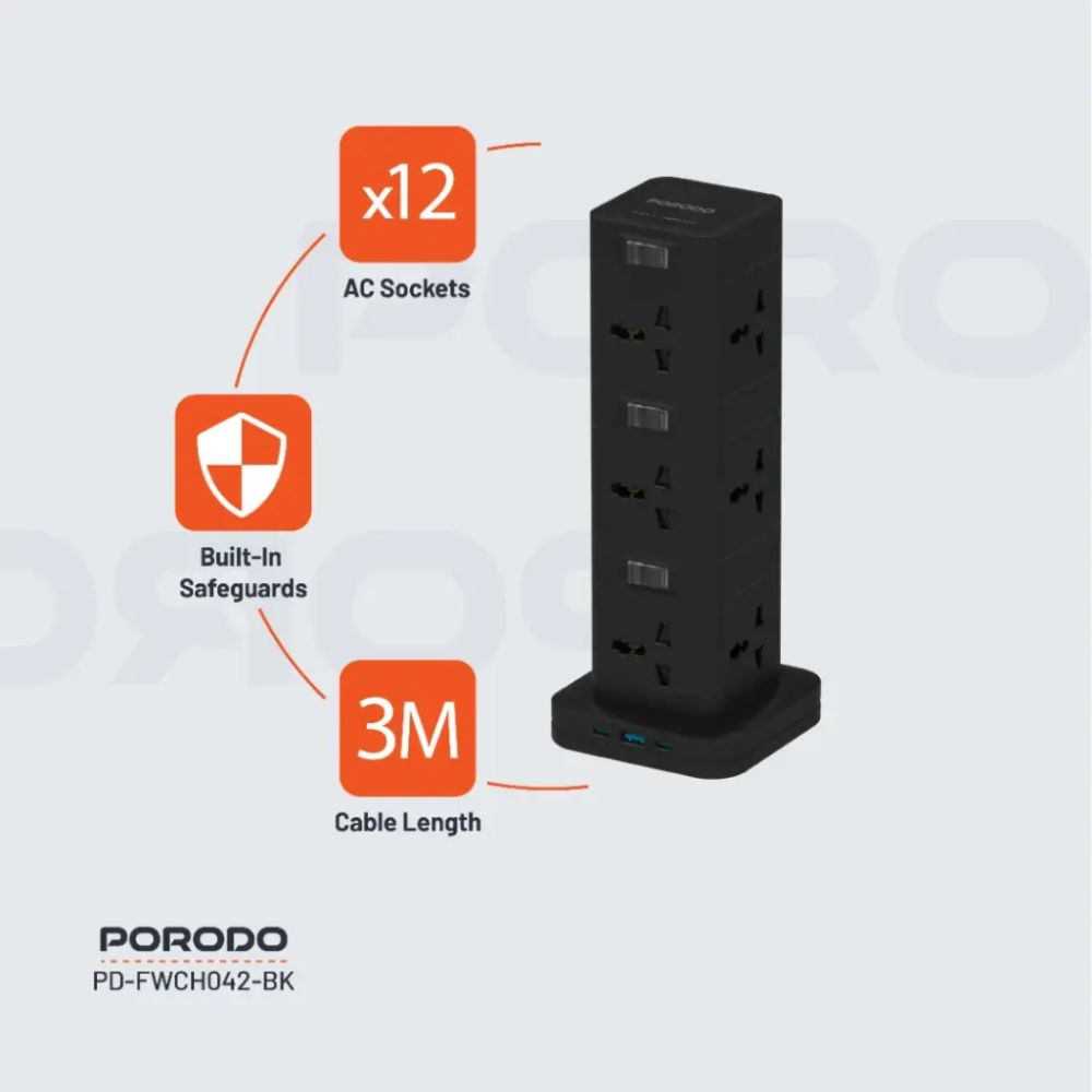 Porodo Three-Story 12AC Power Hub