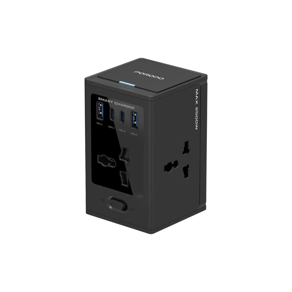 Porodo Universal GaN Multi-Port Cube Adapter – Black