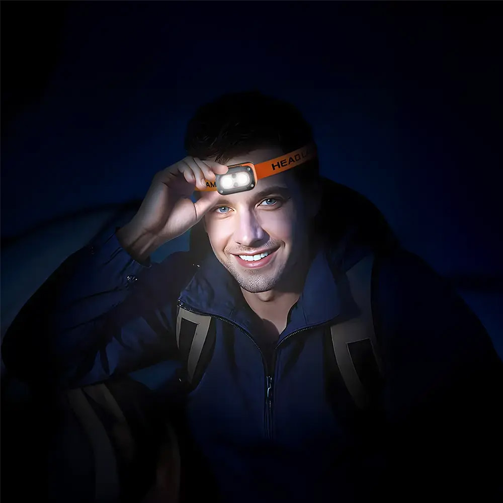 Porodo Wave-Sensor Rechargeable LED Headlamp – Orange
