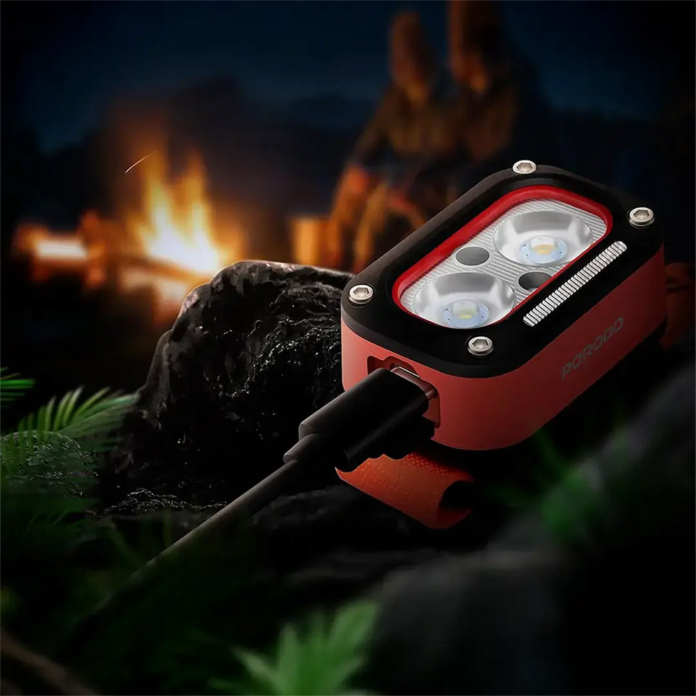 Porodo Wave-Sensor Rechargeable LED Headlamp – Orange