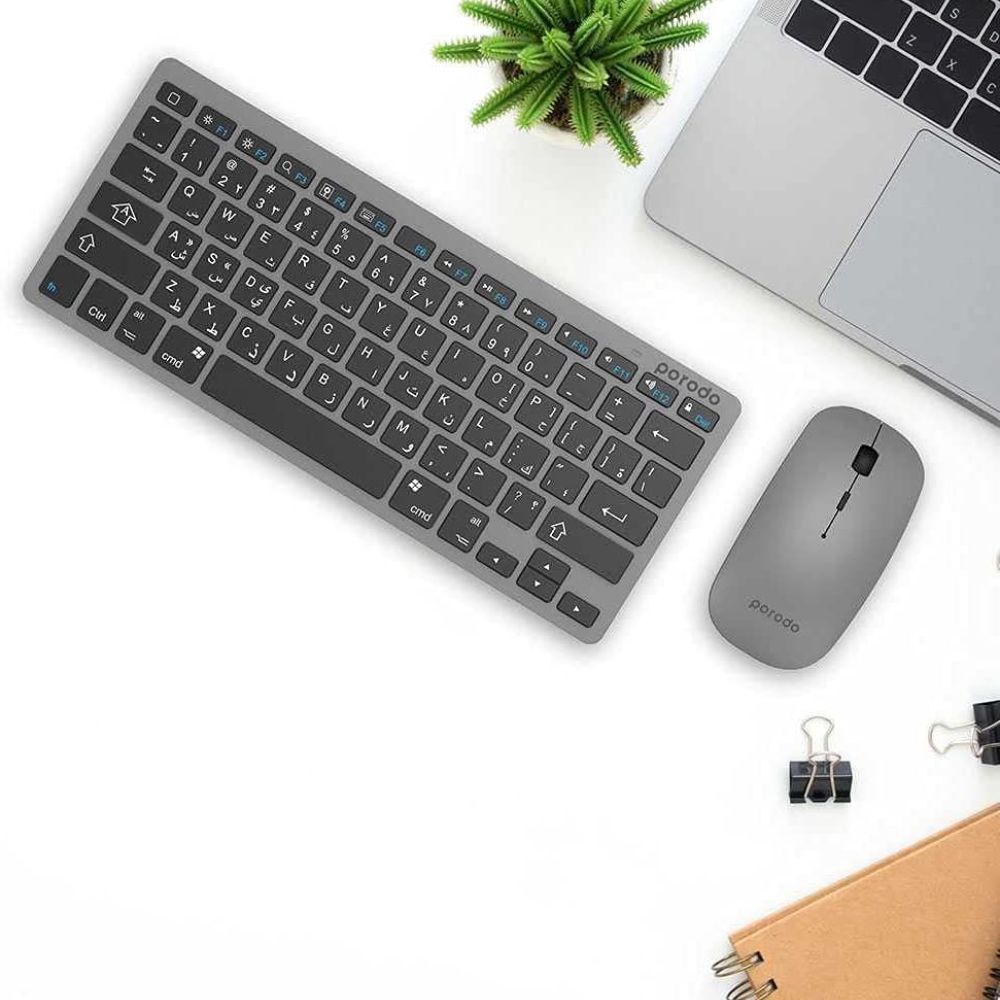 Porodo Wireless Super Slim and Portable Bluetooth Keyboard with Mouse (English / Arabic)