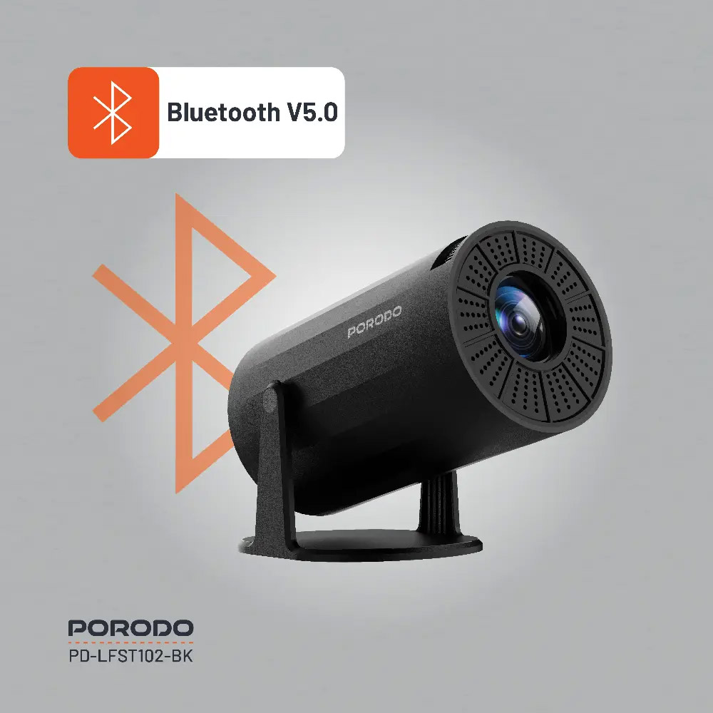 Porodo Wireless Mirroring Multi-Angle Projector – Black