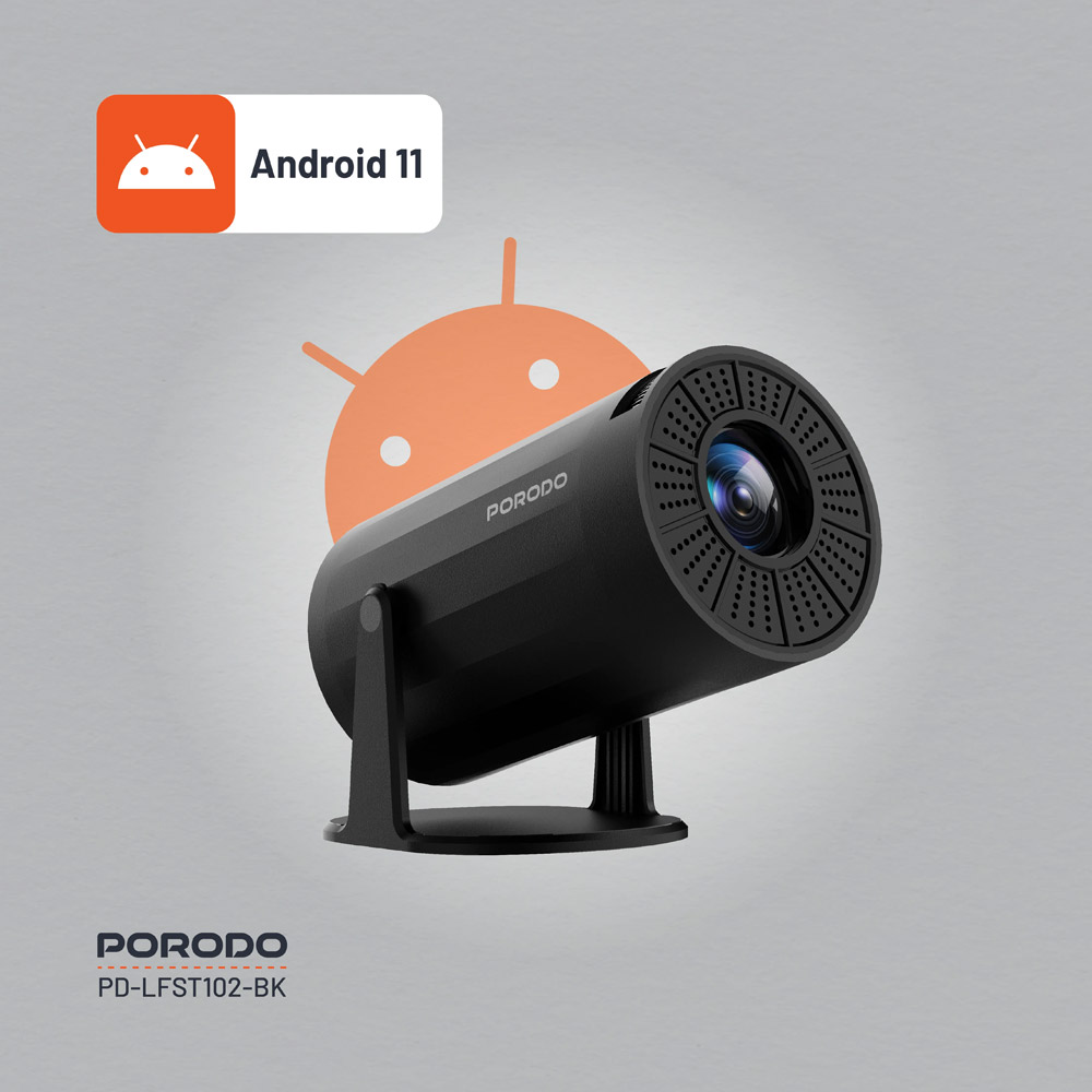 Porodo Wireless Mirroring Multi-Angle Projector – Black