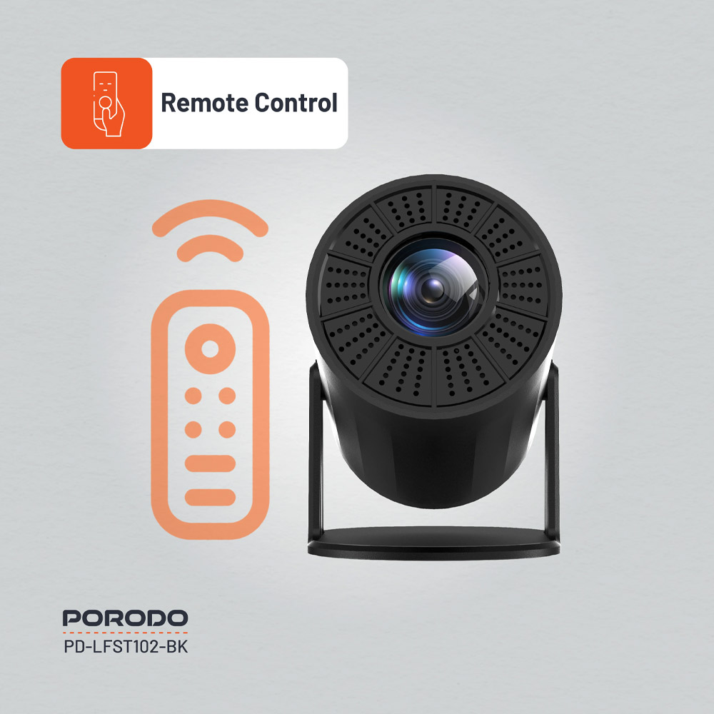 Porodo Wireless Mirroring Multi-Angle Projector – Black