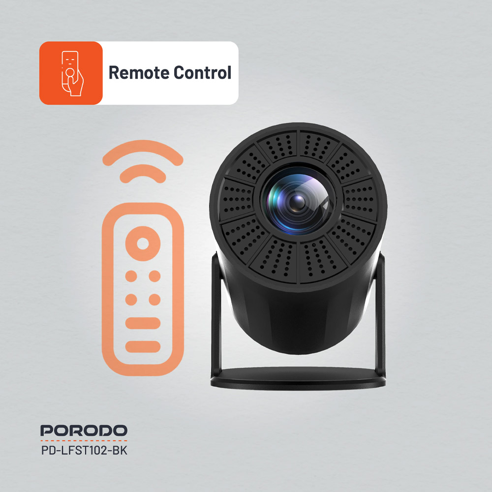 Porodo Wireless Mirroring Multi-Angle Projector – Black