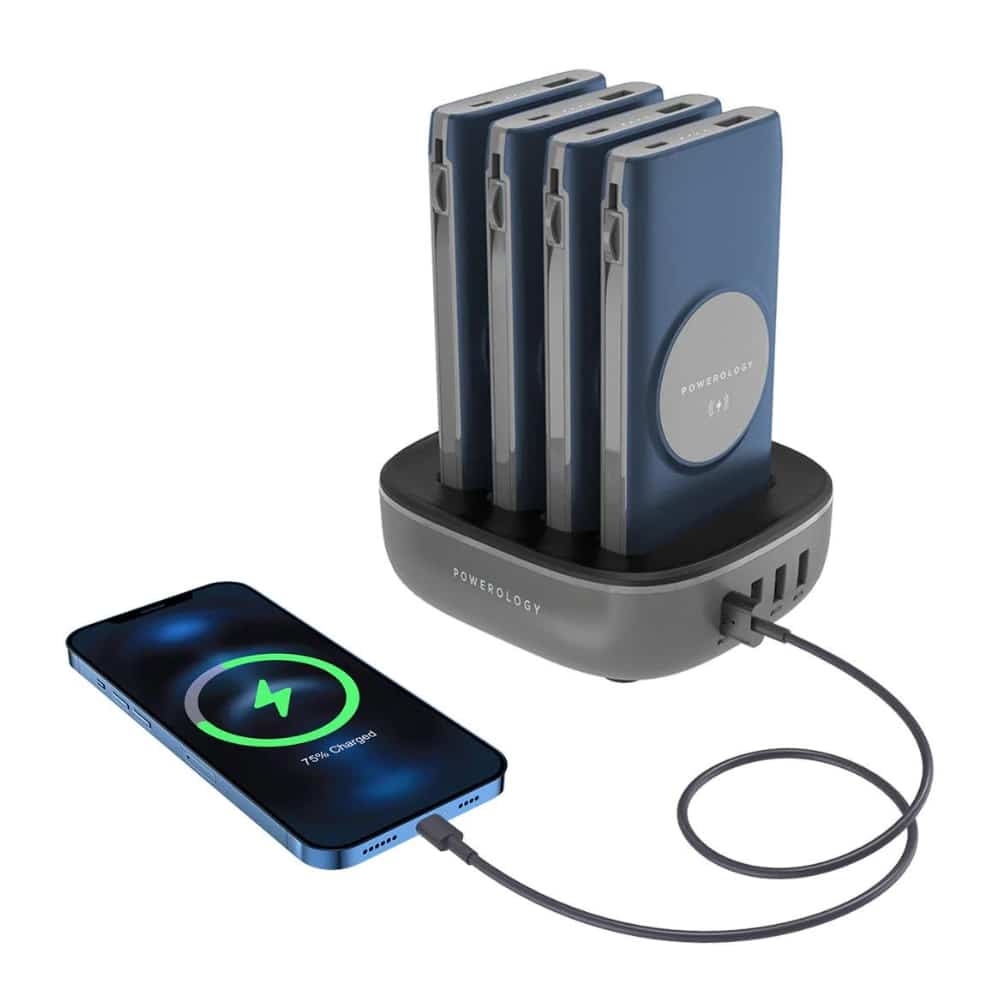 Powerology Greatest 4 in 1 Power Bank Station with Built-in Lightning And Type-C Cable