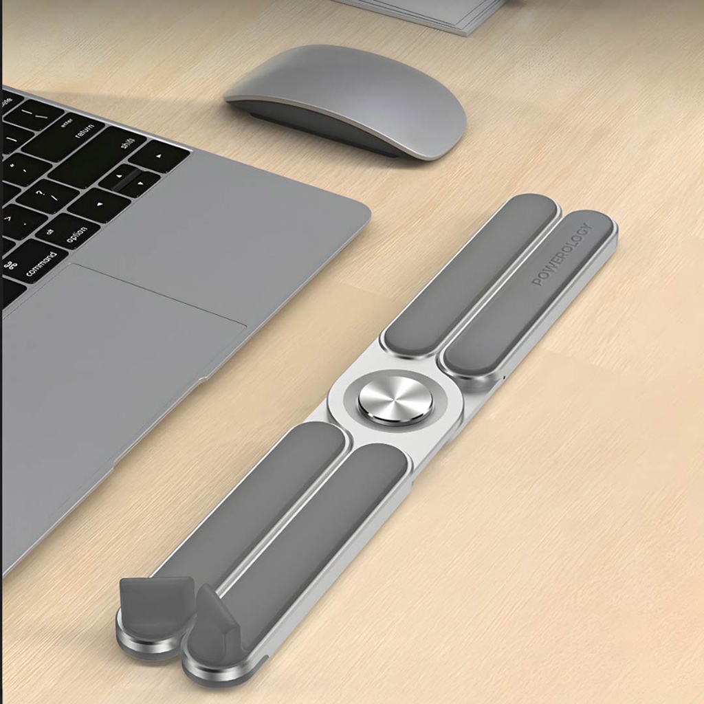 Powerology Adjustable Aluminium Alloy Portable and Foldable Laptop Stand – Silver