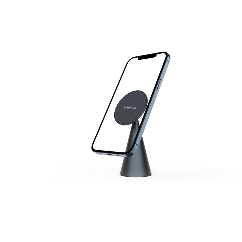 Powerology Desktop Conical Magsafe Phone Holder with 17*N5 Magnets – Dark Grey