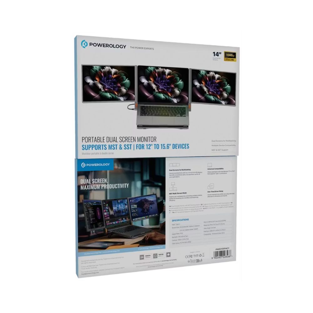Powerology Dual Portable Docking 14″ FHD – Business Monitor