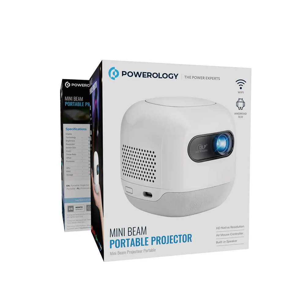 Powerology Mini Beam Portable Projector – White