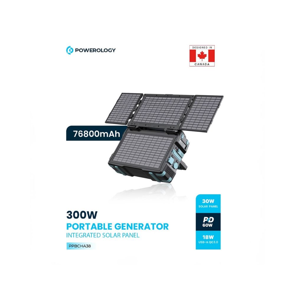 Powerology Portable Solar Power Generator 284Wh 300W QC
