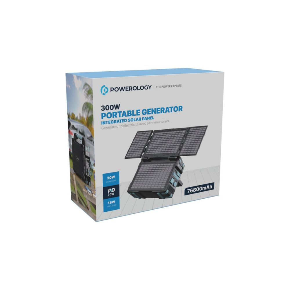 Powerology Portable Solar Power Generator 284Wh 300W QC