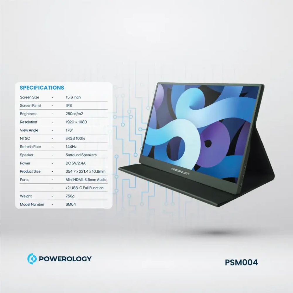 Powerology Ultra-Slim Portable Monitor 144Hz – 15.6″