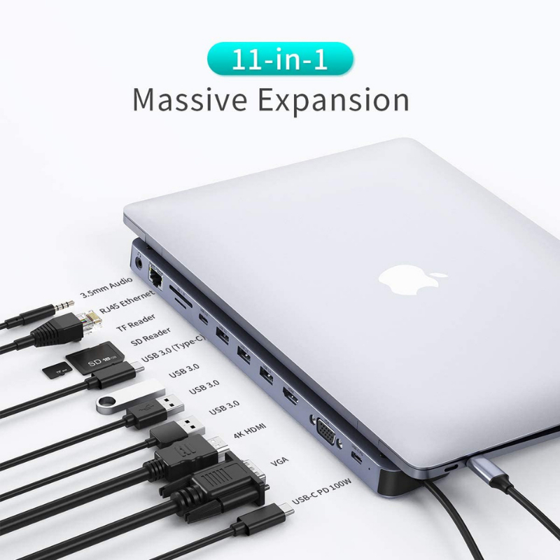 Powerology USB-C Hub 11 in 1 Multi-Port Adapter