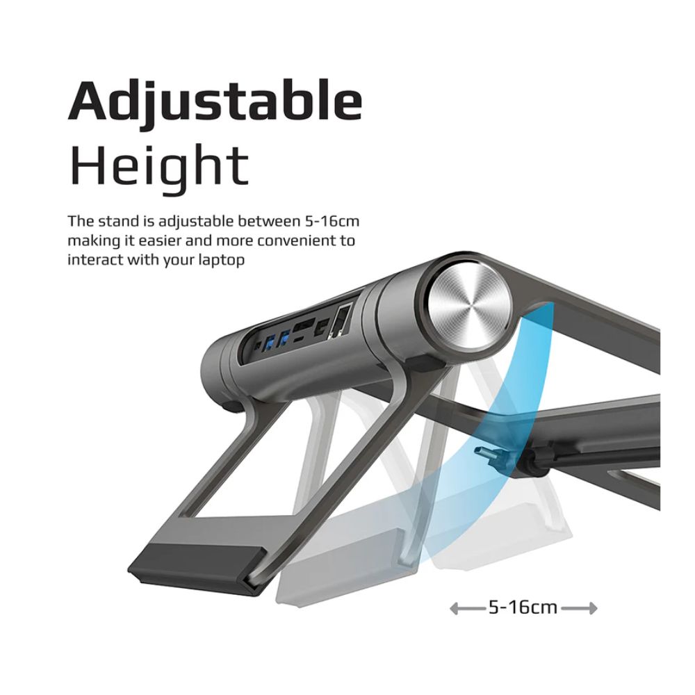Promate 9-in-1 Multiport USB-C Hub with Laptop Stand Ultimate Stand