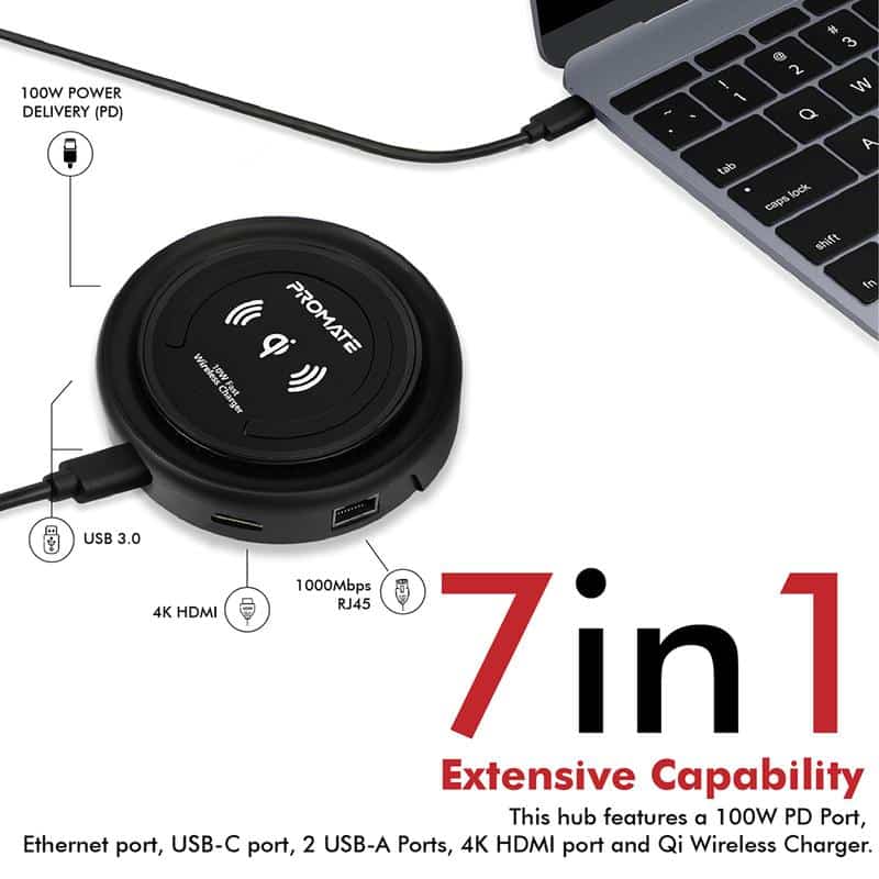 Promate Centerhub All-in-One USB-C™ Hub with 100W