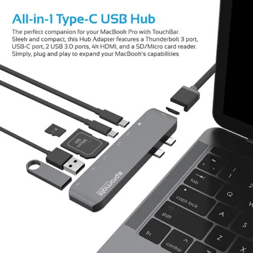 Promate MacHub Speed USB Type-C™ Hub with Thunderbolt 3