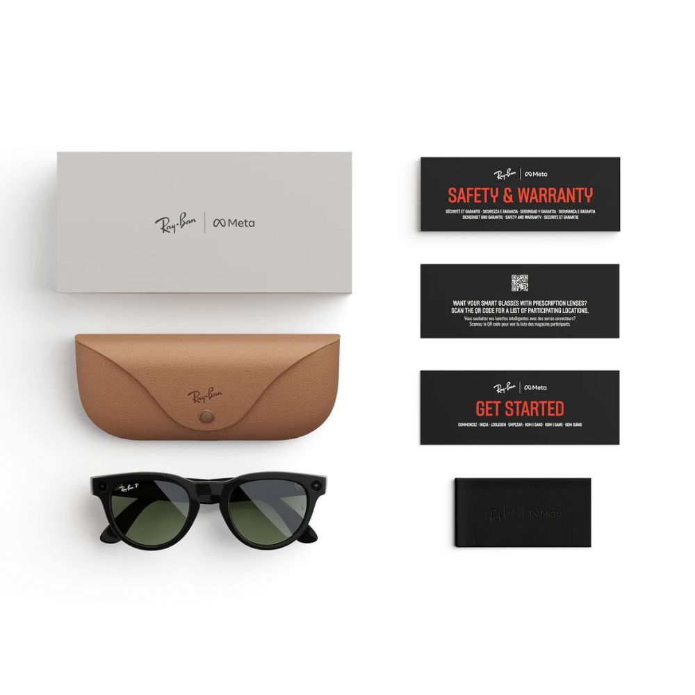 Ray-Ban Meta Headliner Smart Glasses Shiny Black/ Green Polarized
