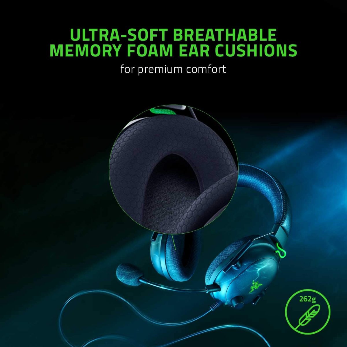Razer BlackShark V2 Gaming Headset: THX 7.1 Spatial Surround Sound +USB Mic Enhancer