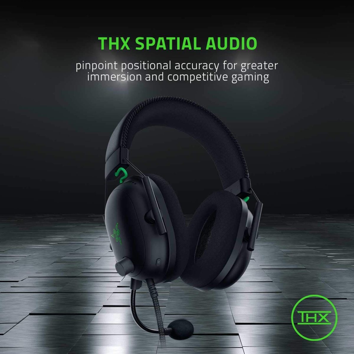 Razer BlackShark V2 Gaming Headset: THX 7.1 Spatial Surround Sound +USB Mic Enhancer