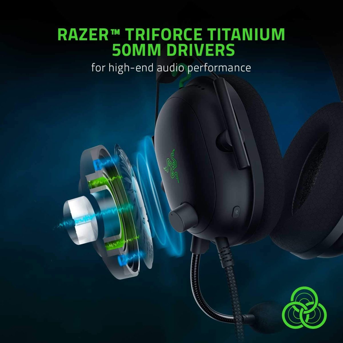 Razer BlackShark V2 Gaming Headset: THX 7.1 Spatial Surround Sound +USB Mic Enhancer