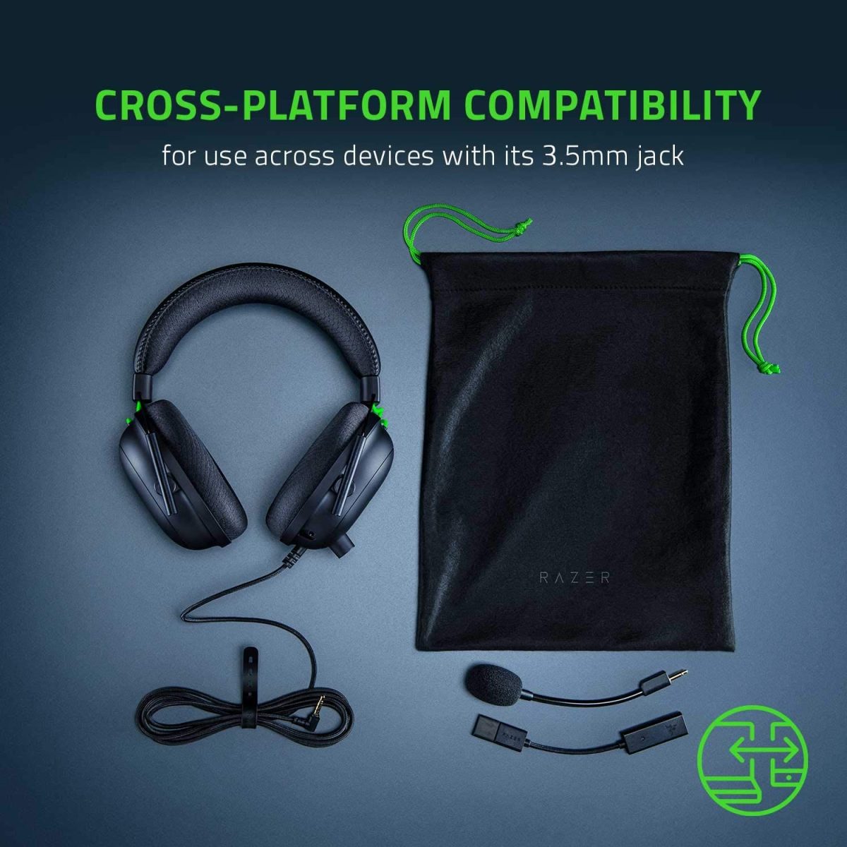Razer BlackShark V2 Gaming Headset: THX 7.1 Spatial Surround Sound +USB Mic Enhancer