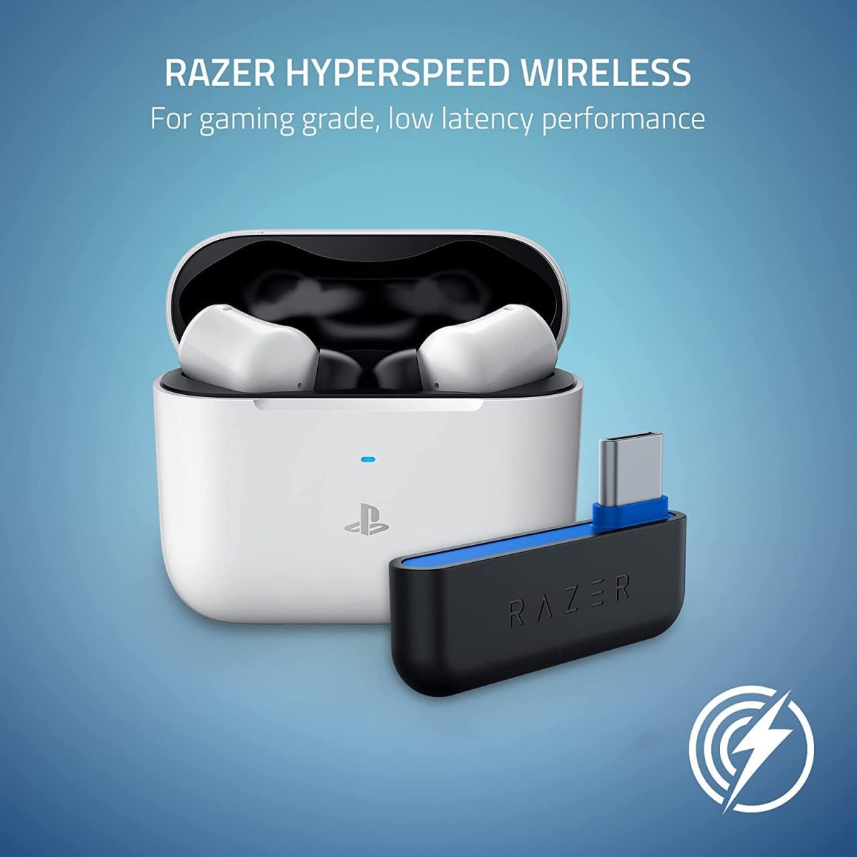 Razer Hammerhead HyperSpeed – Wireless Multi-Platform Gaming Earbuds for PlayStation (HyperSpeed Wireless, Active Noise Cancellation, Bluetooth 5.2, Up to 30 Hours of Battery Life) White