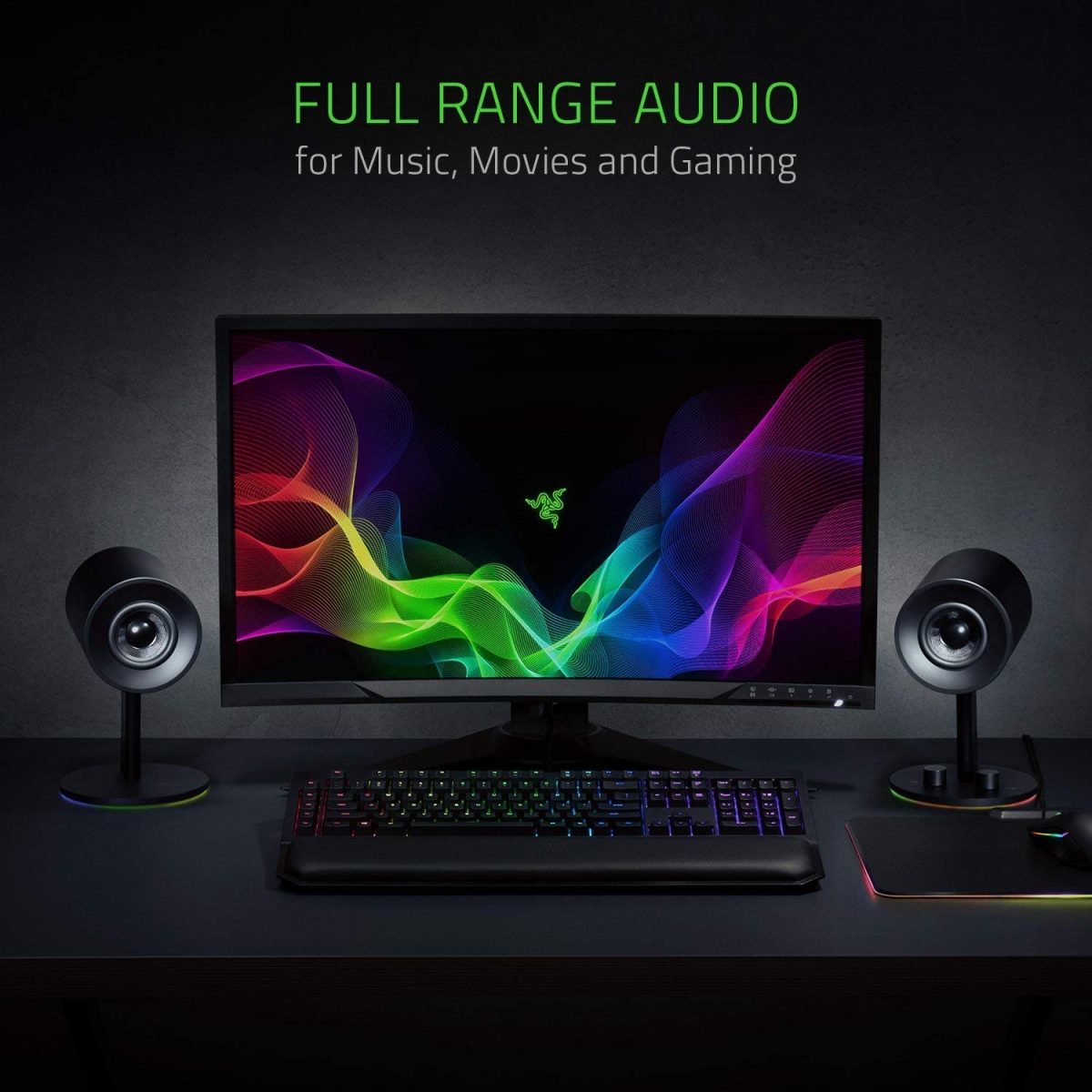 Razer Nommo Chroma – Full Range 2.0 PC Gaming Speakers, Black