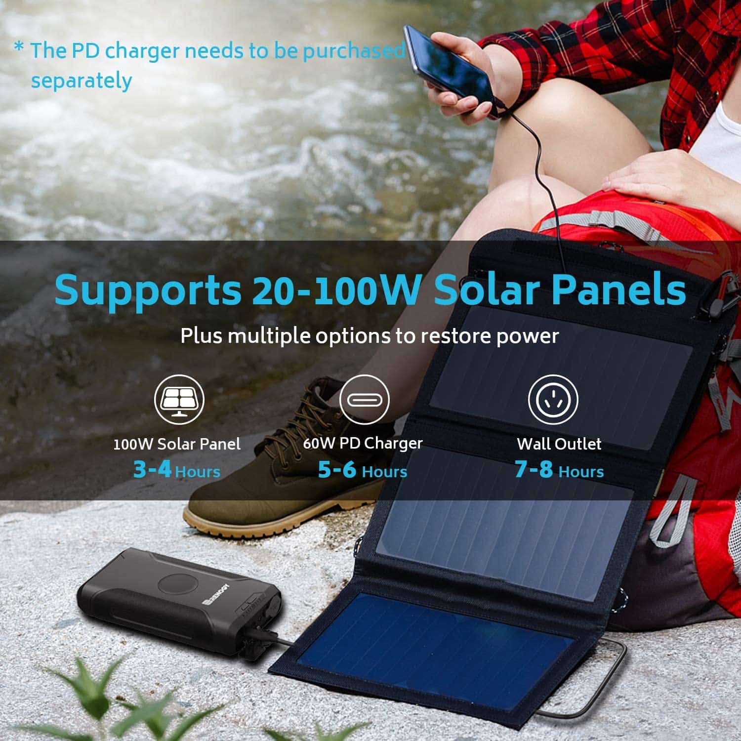 Renogy 72000mAh 266Wh 12v Power Bank with 60W PD, CPAP Battery for Camping