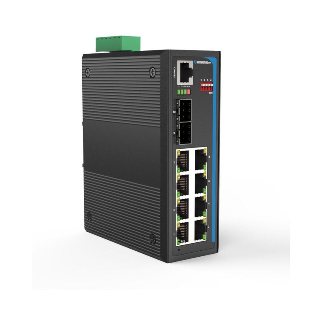 RoboFiber HGW-802SW Industrial Gigabit Fiber Switch 8x RJ45 +2x SFP ports