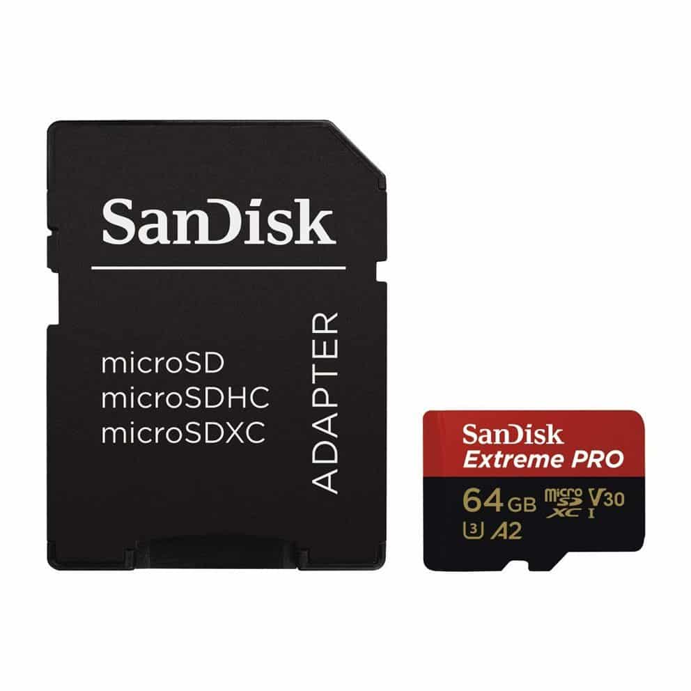 SanDisk Extreme Pro MicroSDXC UHS-I U3 A2 V30 64GB + Adapter