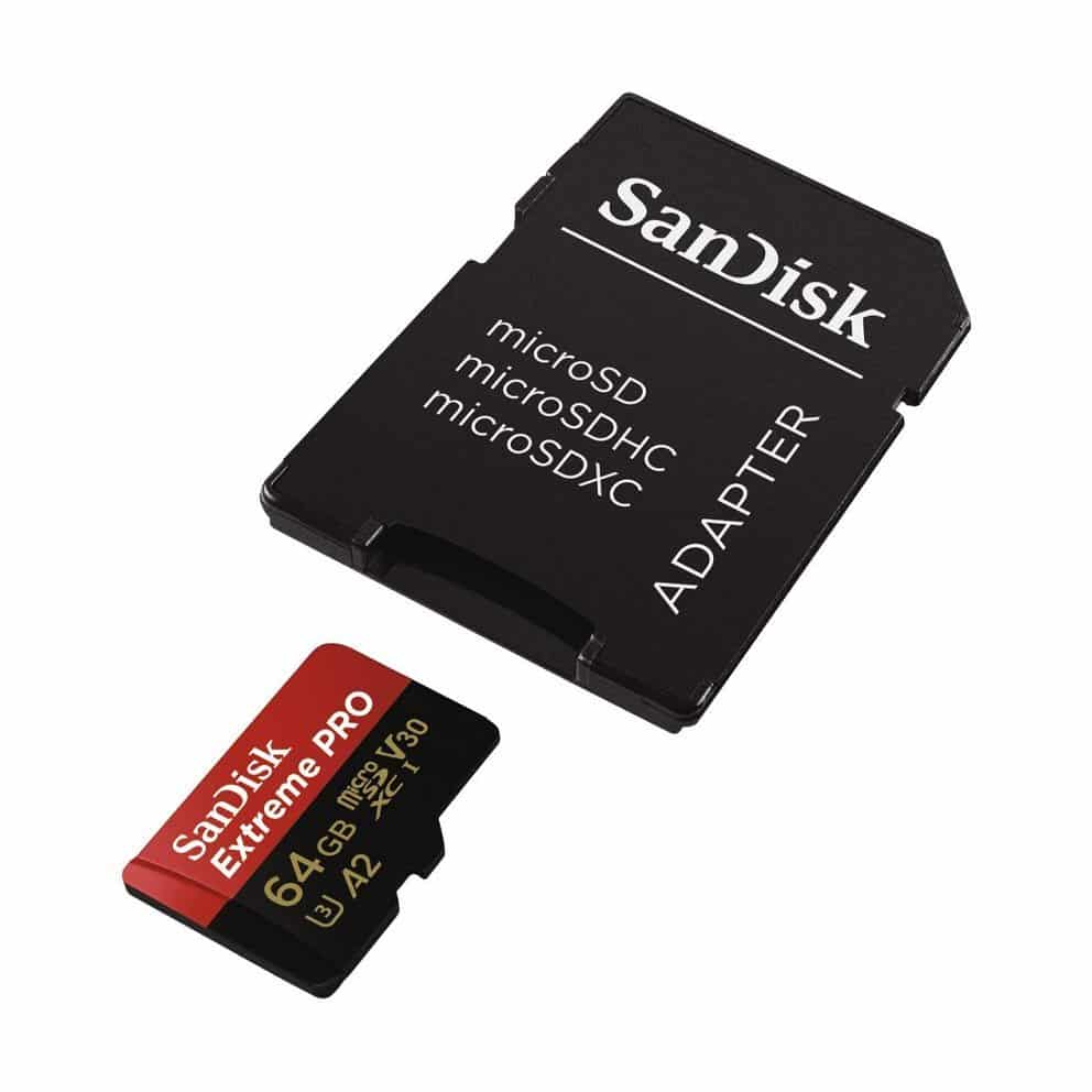 SanDisk Extreme Pro MicroSDXC UHS-I U3 A2 V30 64GB + Adapter