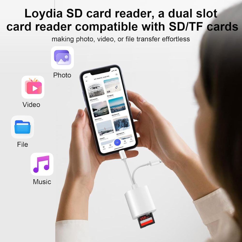 SD Card Reader for iPhone 2 in 2 SD Card