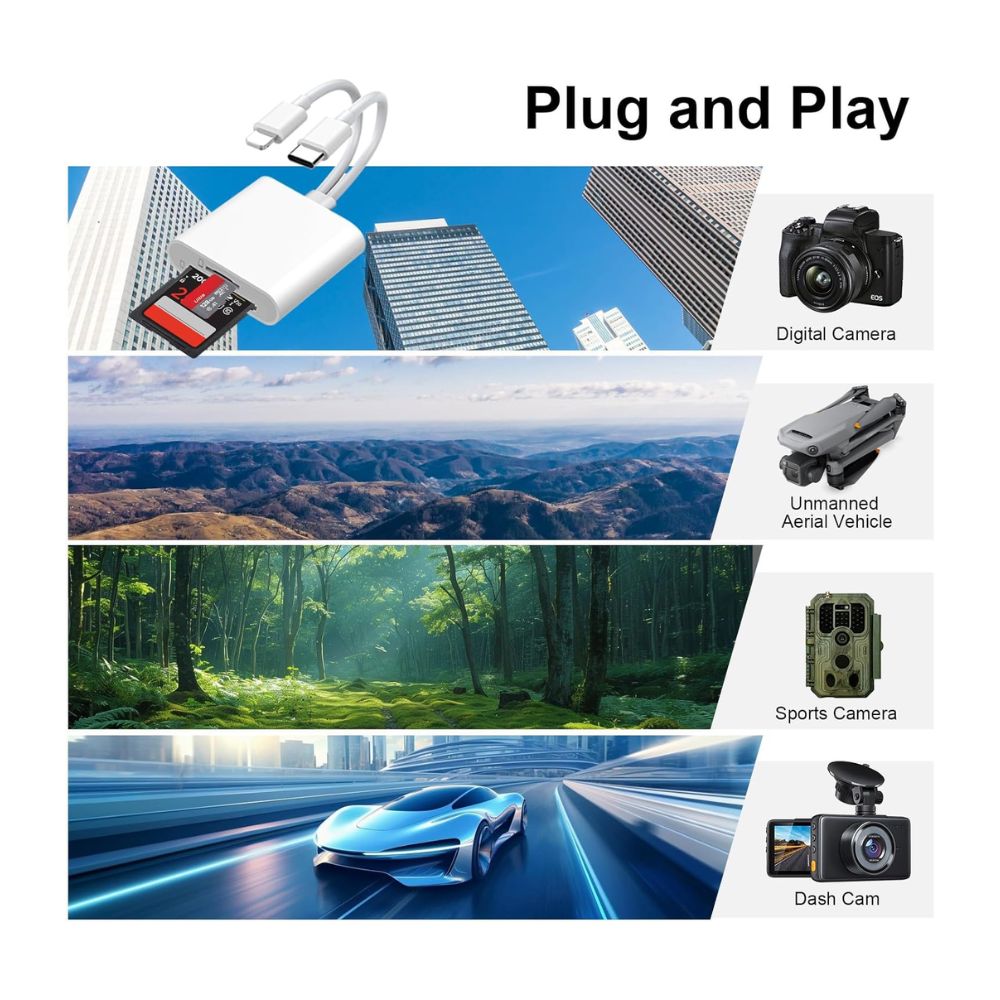 SD Card Reader for iPhone 2 in 2 SD Card