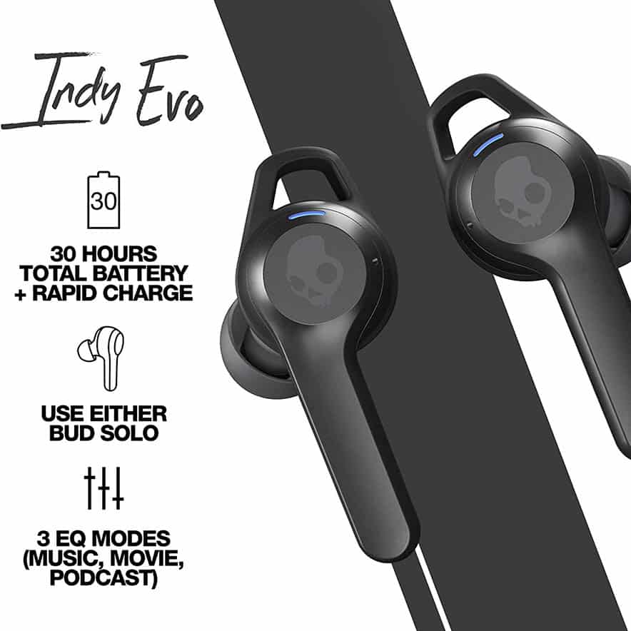 Skullcandy Indy Evo True Wireless In-Ear Earbuds – True Black/Pure Mint