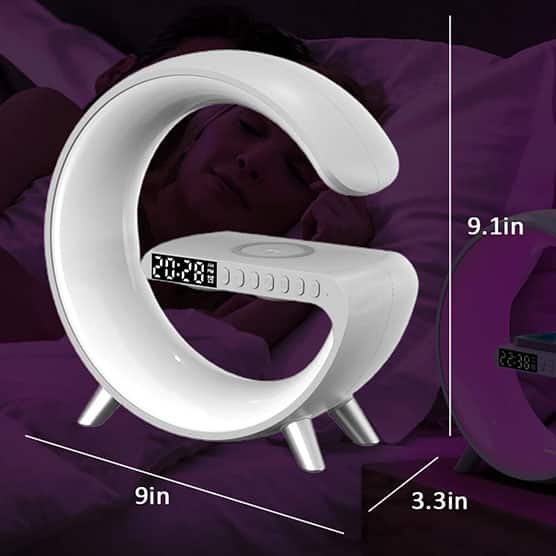 Smart Light, Speaker, Alarm Clock, Wireless Charging Light Weight (Black)