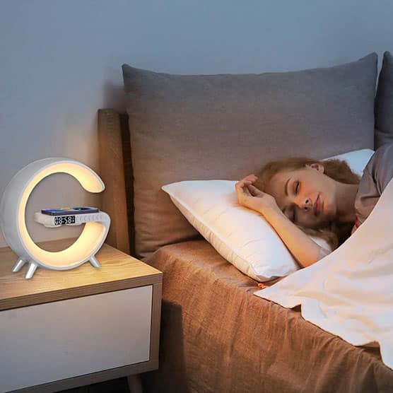 Smart Light, Speaker, Alarm Clock, Wireless Charging Light Weight (Black)