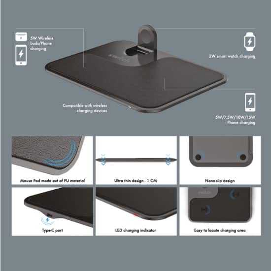 SWITCH 3 IN 1 WIRELESS CHARGER PAD – Black