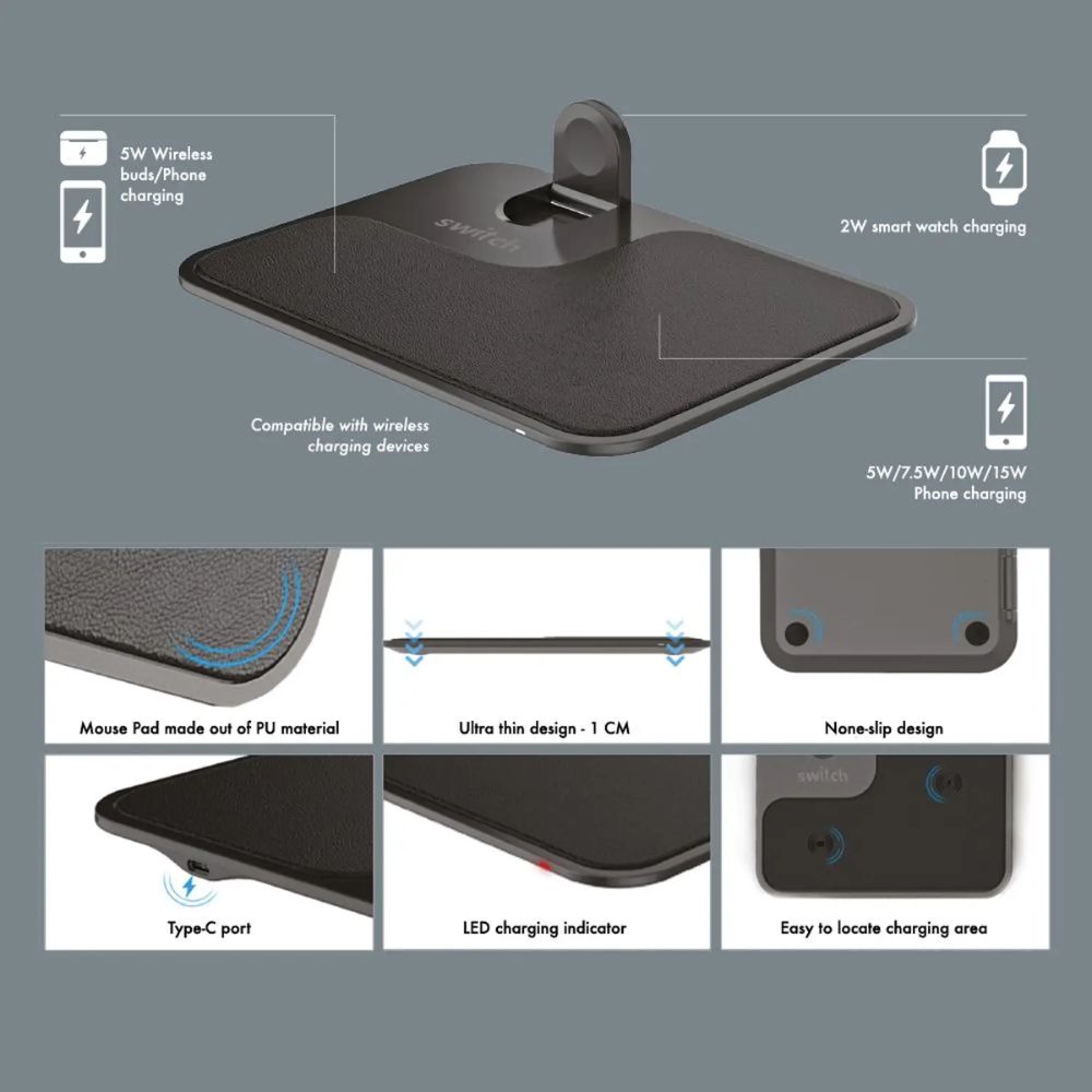 Switch 3-in-1 Wireless Charging Station – Black