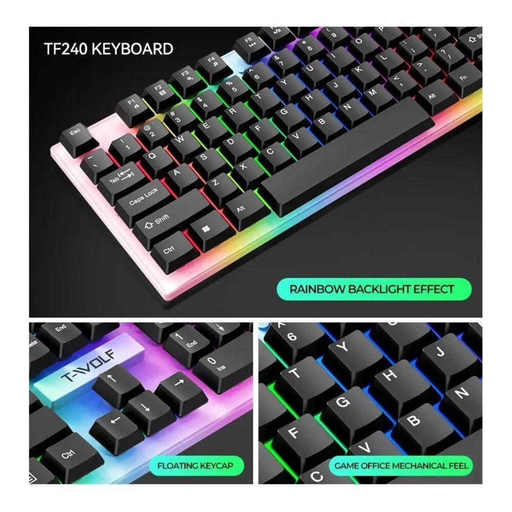 T-Wolf TF-240 Wired Gaming Combo 4in1