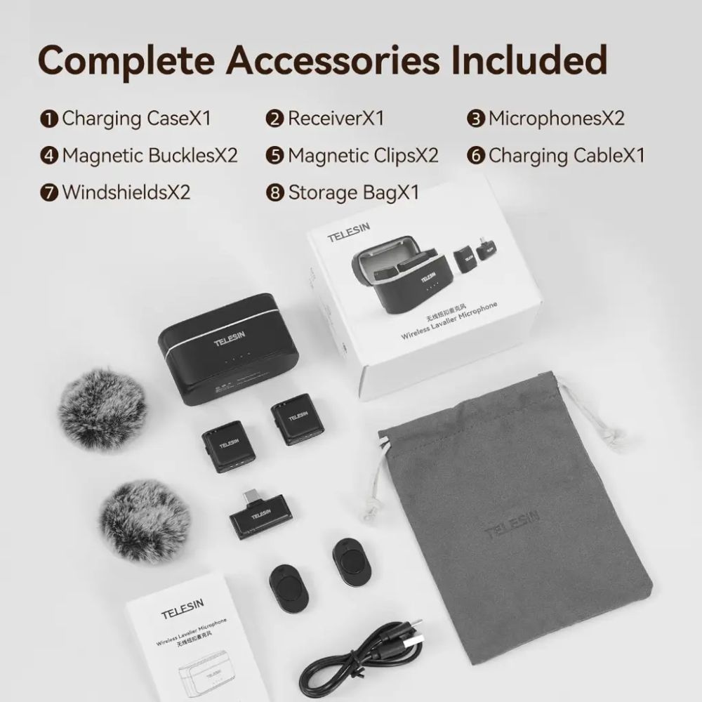 Telesin Lavalier 2-Person Wireless Microphone System – P5-MCP-01