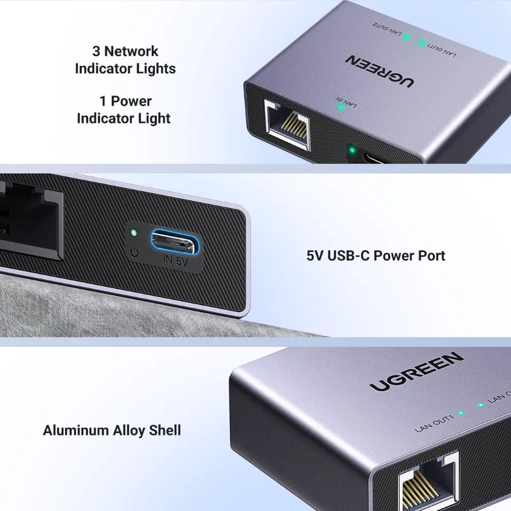UGREEN 1 to 2 1000Mbps LAN Splitter