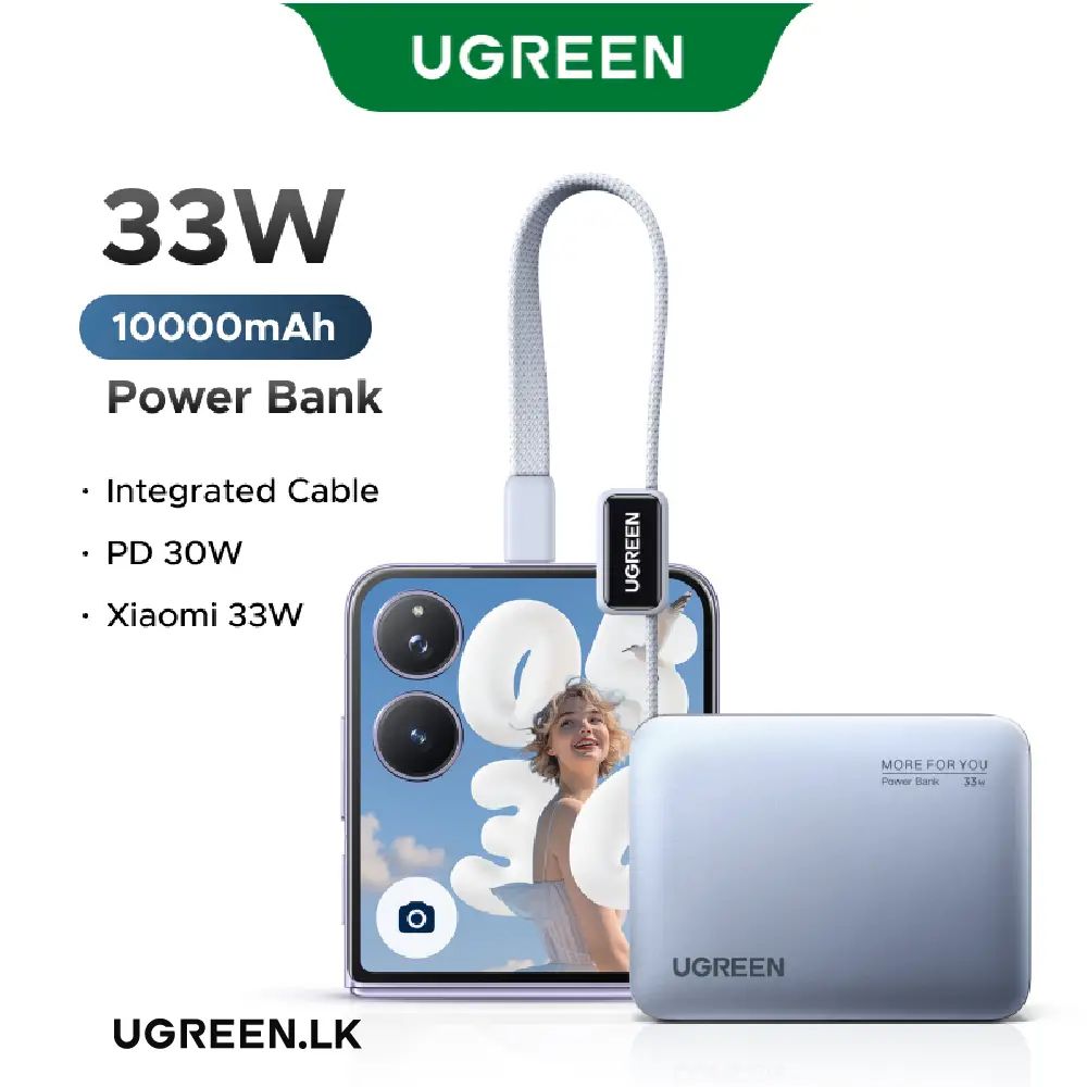 UGREEN 10000mAh 33W Power Bank Integrated Cable