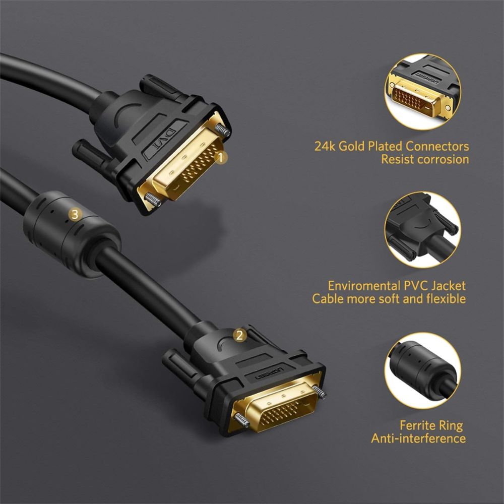 Ugreen 11604 DVI 24+1 Dual Link Male to Male Video Cable 2 Meter
