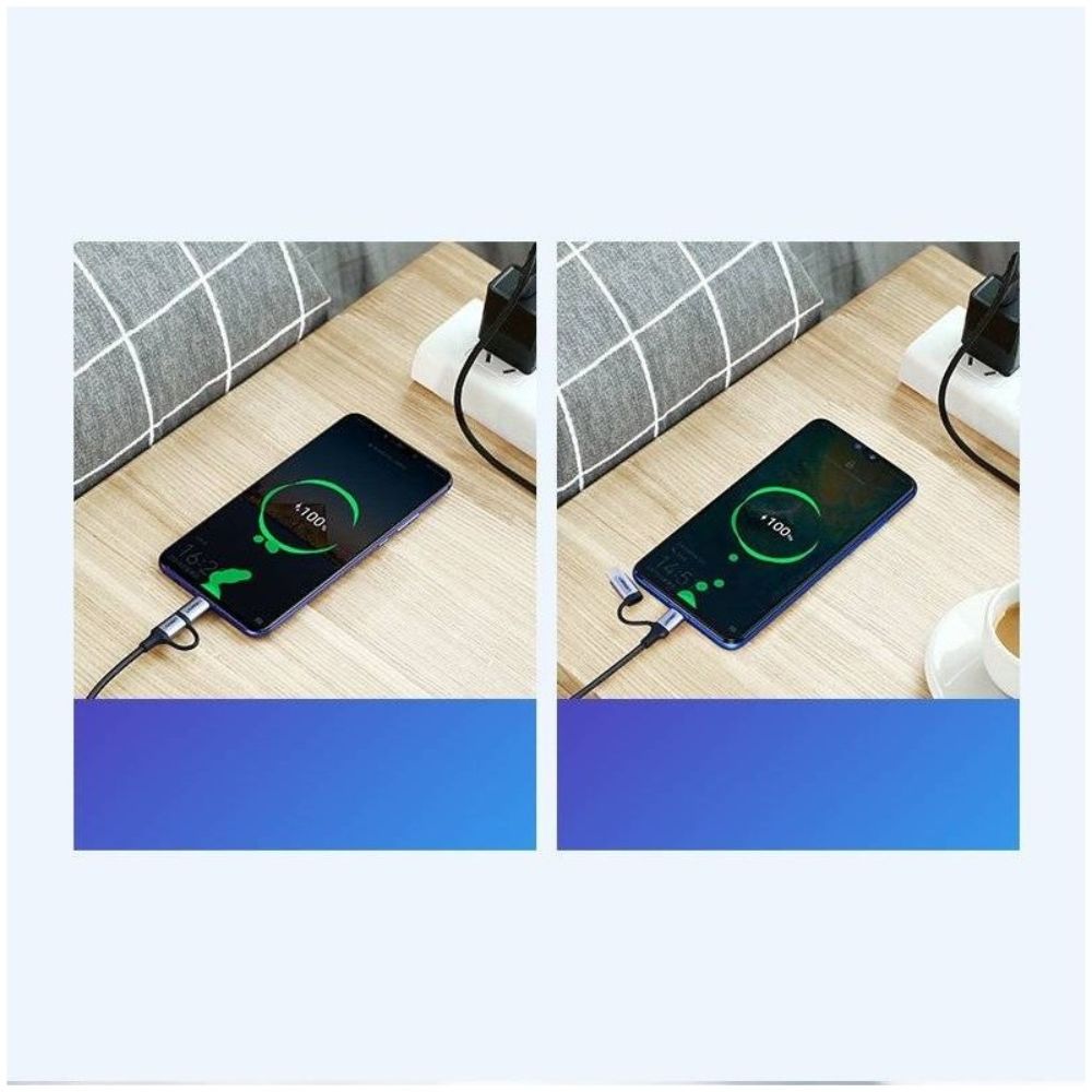 UGREEN 2 IN 1 USB-A to Micro-USB + USB-C Braided Cable Fast Charge