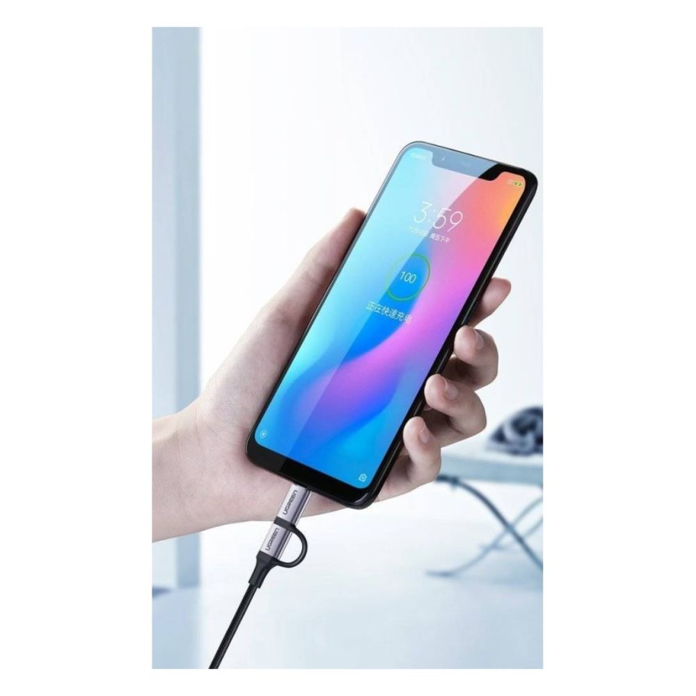 UGREEN 2 IN 1 USB-A to Micro-USB + USB-C Braided Cable Fast Charge