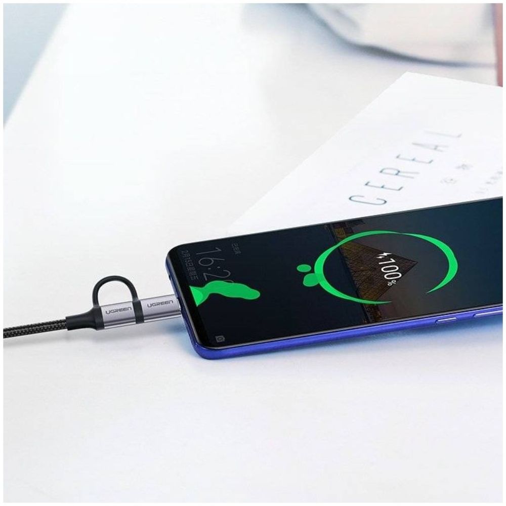 UGREEN 2 IN 1 USB-A to Micro-USB + USB-C Braided Cable Fast Charge